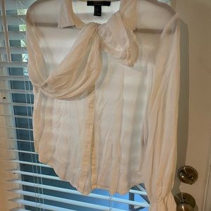 Forever21 Contemporary white blouse with flared sleeves.